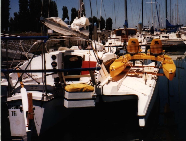 Photo shows container and SeaCycle rigged for passage